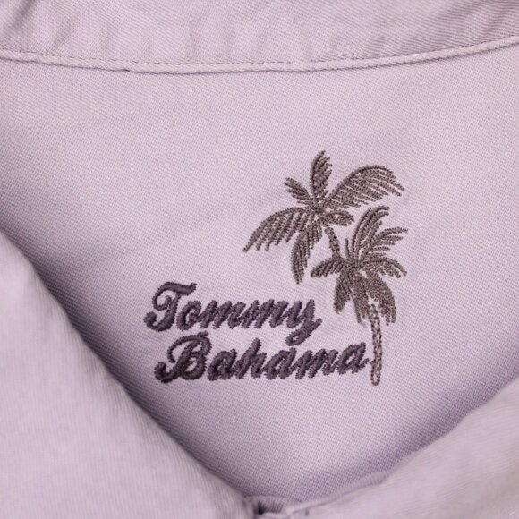 Tommy Bahama Camp Shirt Mens5XB Purple Loop Collar 100% Silk Short Sleeve Button - Picture 7 of 12